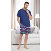 image:imageMens Pajamas Set Short Sleeve Raglan Shirts and Shorts Lounge SleepwearFp Navy Blue Elk