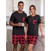 image:imageMens Pajamas Set Short Sleeve Raglan Shirts and Shorts Lounge SleepwearFp Red Plaid