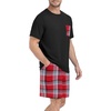image:imageMens Pajamas Set Short Sleeve Raglan Shirts and Shorts Lounge SleepwearFp Red White Plaid