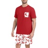 image:imageMens Pajamas Set Short Sleeve Raglan Shirts and Shorts Lounge SleepwearFp White Red Elk