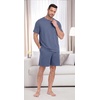 image:imageMens Pajamas Set Short Sleeve Raglan Shirts and Shorts Lounge SleepwearGray Blue