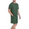 image:imageMens Pajamas Set Short Sleeve Raglan Shirts and Shorts Lounge SleepwearGreen