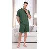 image:imageMens Pajamas Set Short Sleeve Raglan Shirts and Shorts Lounge SleepwearGreen
