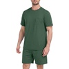 image:imageMens Pajamas Set Short Sleeve Raglan Shirts and Shorts Lounge SleepwearGreen
