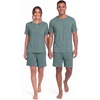 image:imageMens Pajamas Set Short Sleeve Raglan Shirts and Shorts Lounge SleepwearHaze Blue