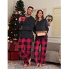 image:imagePrinStory Couples Matching Fleece Pajama Set for Women amp Men Warm SleepwearFp Red Black Plaid