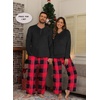 image:imagePrinStory Couples Matching Fleece Pajama Set for Women amp Men Warm SleepwearFp Red Black Plaid