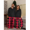 image:imagePrinStory Couples Matching Fleece Pajama Set for Women amp Men Warm SleepwearFp Red Black Plaid