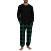 image:imagePrinStory Mens Pajamas Set Lightweight Long Sleeve Shirts and Pants7 Black Green Plaid