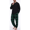 image:imagePrinStory Mens Pajamas Set Lightweight Long Sleeve Shirts and Pants7 Black Green Plaid