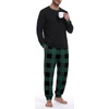 image:imagePrinStory Mens Pajamas Set Lightweight Long Sleeve Shirts and Pants7 Black Green Plaid