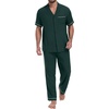 image:imagePrinStory Mens Pajamas Set Short Sleeve Button Down Sleepwear Pjs S2XLChristmas Green