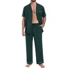 image:imagePrinStory Mens Pajamas Set Short Sleeve Button Down Sleepwear Pjs S2XLChristmas Green