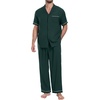 image:imagePrinStory Mens Pajamas Set Short Sleeve Button Down Sleepwear Pjs S2XLChristmas Green