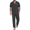 image:imagePrinStory Mens Pajamas Set Short Sleeve Button Down Sleepwear Pjs S2XLDark Gray