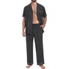 image:imagePrinStory Mens Pajamas Set Short Sleeve Button Down Sleepwear Pjs S2XLDark Gray