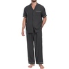 image:imagePrinStory Mens Pajamas Set Short Sleeve Button Down Sleepwear Pjs S2XLDark Gray