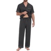 image:imagePrinStory Mens Pajamas Set Short Sleeve Button Down Sleepwear Pjs S2XLDark Gray