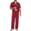 image:imagePrinStory Mens Pajamas Set Short Sleeve Button Down Sleepwear Pjs S2XLRed