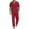 image:imagePrinStory Mens Pajamas Set Short Sleeve Button Down Sleepwear Pjs S2XLRed