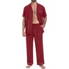 image:imagePrinStory Mens Pajamas Set Short Sleeve Button Down Sleepwear Pjs S2XLRed