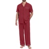 image:imagePrinStory Mens Pajamas Set Short Sleeve Button Down Sleepwear Pjs S2XLRed
