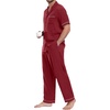 image:imagePrinStory Mens Pajamas Set Short Sleeve Button Down Sleepwear Pjs S2XLRed