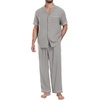 image:imagePrinStory Mens Pajamas Set Short Sleeve Button Down Sleepwear Pjs S2XLSilver Gray