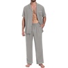 image:imagePrinStory Mens Pajamas Set Short Sleeve Button Down Sleepwear Pjs S2XLSilver Gray