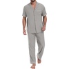 image:imagePrinStory Mens Pajamas Set Short Sleeve Button Down Sleepwear Pjs S2XLSilver Gray