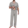 image:imagePrinStory Mens Pajamas Set Short Sleeve Button Down Sleepwear Pjs S2XLSilver Gray