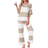 image:imagePrinStory Womens Pajama Sets Striped Pajama Set with PocketsFpapricot Khaki Sp