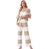 image:imagePrinStory Womens Pajama Sets Striped Pajama Set with PocketsFpapricot Khaki Sp