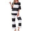 image:imagePrinStory Womens Pajama Sets Striped Pajama Set with PocketsFpblack White Stripe