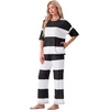 image:imagePrinStory Womens Pajama Sets Striped Pajama Set with PocketsFpblack White Stripe
