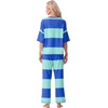 image:imagePrinStory Womens Pajama Sets Striped Pajama Set with PocketsFpblue Green Stripe