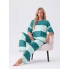 image:imagePrinStory Womens Pajama Sets Striped Pajama Set with PocketsFpdark Light Green Sp