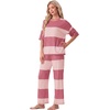 image:imagePrinStory Womens Pajama Sets Striped Pajama Set with PocketsFpdark Light Pink Sp