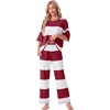 image:imagePrinStory Womens Pajama Sets Striped Pajama Set with PocketsFpwine Red Wt Stripe