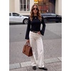 image:imageWomens Bell Long Sleeve Crop Cinched Waist Ribbed Knit Going Out Tops 20260 Black