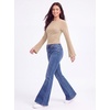 image:imageWomens Bell Long Sleeve Crop Cinched Waist Ribbed Knit Going Out Tops 2026Apricot