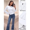 image:imageWomens Bell Long Sleeve Crop Cinched Waist Ribbed Knit Going Out Tops 2026Bleached White
