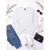 image:imageWomens Bell Long Sleeve Crop Cinched Waist Ribbed Knit Going Out Tops 2026Bleached White
