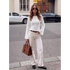 image:imageWomens Bell Long Sleeve Crop Cinched Waist Ribbed Knit Going Out Tops 2026Bleached White