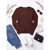 image:imageWomens Bell Long Sleeve Crop Cinched Waist Ribbed Knit Going Out Tops 2026Coffee Brown