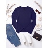 image:imageWomens Bell Long Sleeve Crop Cinched Waist Ribbed Knit Going Out Tops 2026Dark Blue