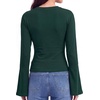 image:imageWomens Bell Long Sleeve Crop Cinched Waist Ribbed Knit Going Out Tops 2026Emerald Green