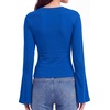 image:imageWomens Bell Long Sleeve Crop Cinched Waist Ribbed Knit Going Out Tops 2026Royal Blue