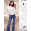 image:imageWomens Bell Long Sleeve Crop Cinched Waist Ribbed Knit Going Out Tops 2026White