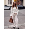 image:imageWomens Bell Long Sleeve Crop Cinched Waist Ribbed Knit Going Out Tops 2026White